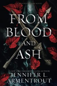  Book cover for "From Blood and Ash" by Jennifer L. Armentrout, featuring two crossed daggers/swords and scattered red leaves against a dark, shadowy background.